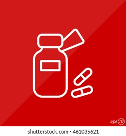 Web line icon. Tablets , Vitamins, Pills
