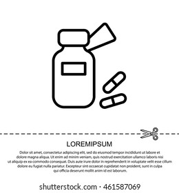 Web line icon. Tablets , Vitamins, Pills