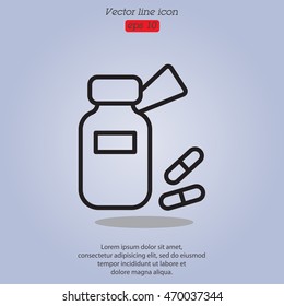 Web line icon. Tablets , Vitamins, Pills