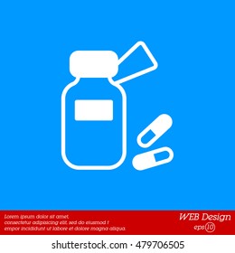 Web line icon. Tablets , Vitamins, Pills