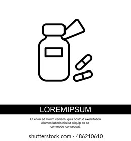 Web line icon. Tablets , Vitamins, Pills