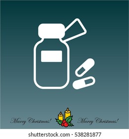 Web line icon. Tablets , Vitamins, Pills