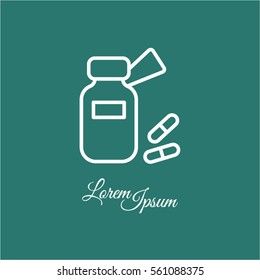 Web line icon. Tablets , Vitamins, Pills