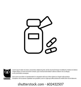 Web line icon. Tablets , Vitamins, Pills