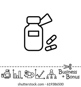 Web line icon. Tablets , Vitamins, Pills