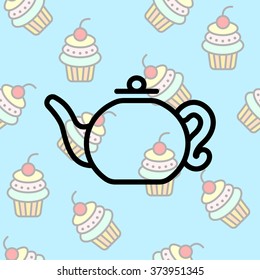 Web line icon. Teapot