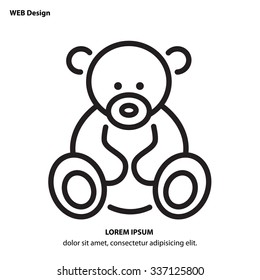Web line icon -?? Teddy bear, children's toy