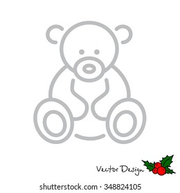 Web line icon. Teddy bear, children's toy