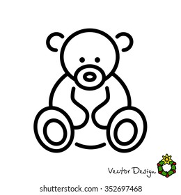 Web line icon. Teddy bear, children's toy