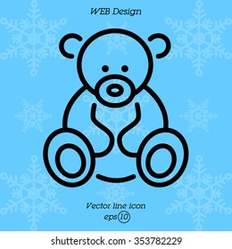 Web line icon. Teddy bear, children's toy