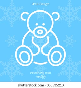 Web line icon. Teddy bear, children's toy