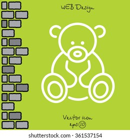 Web line icon. Teddy bear, children's toy