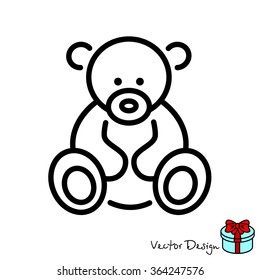 Web line icon. Teddy bear, children's toy