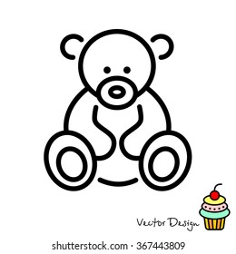 Web line icon. Teddy bear, children's toy