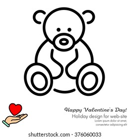Web line icon. Teddy bear, children's toy