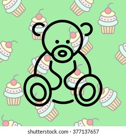 Web line icon. Teddy bear, children's toy