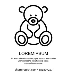 Web line icon. Teddy bear, children's toy