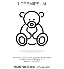 Web line icon. Teddy bear, children's toy