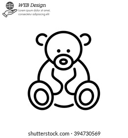 Web line icon. Teddy bear, children's toy