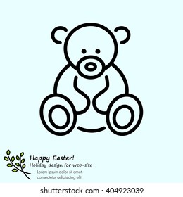 Web line icon. Teddy bear, children's toy