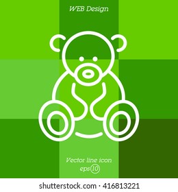 Web line icon. Teddy bear, children's toy