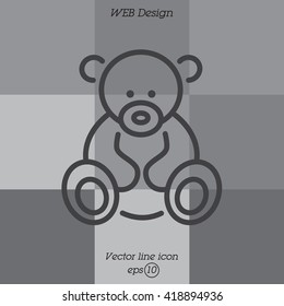 Web line icon. Teddy bear, children's toy