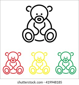 Web line icon. Teddy bear, children's toy