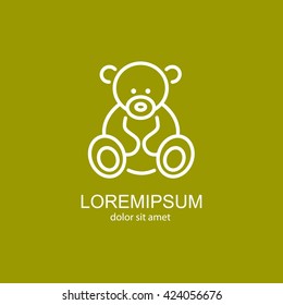 Web line icon. Teddy bear, children's toy