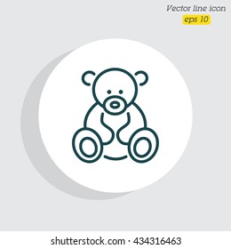 Web line icon. Teddy bear, children's toy