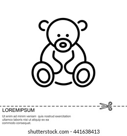 Web line icon. Teddy bear, children's toy