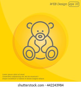 Web line icon. Teddy bear, children's toy