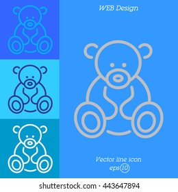 Web line icon. Teddy bear, children's toy