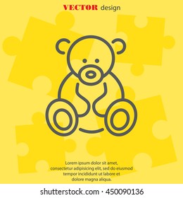 Web line icon. Teddy bear, children's toy
