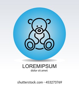 Web line icon. Teddy bear, children's toy