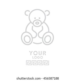 Web line icon. Teddy bear, children's toy