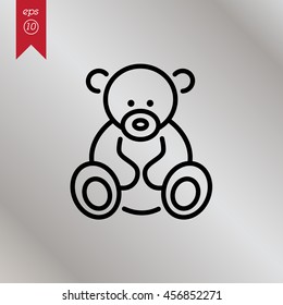 Web line icon. Teddy bear, children's toy