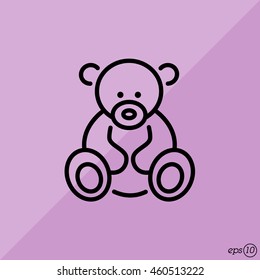 Web line icon. Teddy bear, children's toy