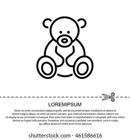 Web line icon. Teddy bear, children's toy