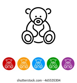 Web line icon. Teddy bear, children's toy