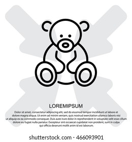Web line icon. Teddy bear, children's toy