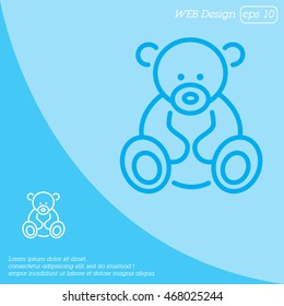 Web line icon. Teddy bear, children's toy