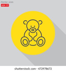 Web line icon. Teddy bear, children's toy