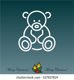 Web line icon. Teddy bear, children's toy