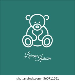 Web line icon. Teddy bear, children's toy