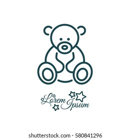 Web line icon. Teddy bear, children's toy