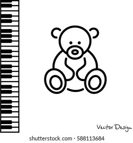 Web line icon. Teddy bear, children's toy