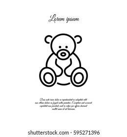 Web Line Icon. Teddy Bear, Children's Toy