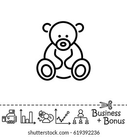 Web line icon. Teddy bear, children's toy