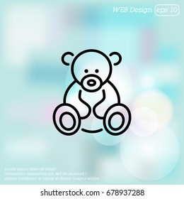 Web line icon. Teddy bear, children's toy