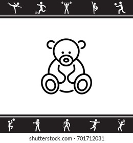 Web line icon. Teddy bear, children's toy